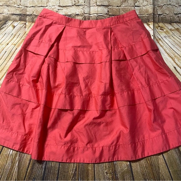 J Crew Coral Pink Cotton Tiered Ruffle Side Zip Skirt - Picture 4 of 5